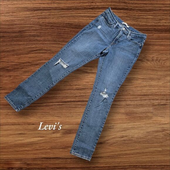 Levi's 311 Shaping Skinny Distressed Stretch Blue Jeans - Picture 1 of 7